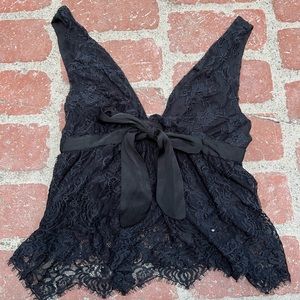 Never worn free people black lace top!